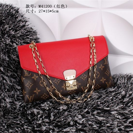 2015 Louis Vuitton Canvas Pallas Chain Aurore Bag 41200 Red JH01136tp88