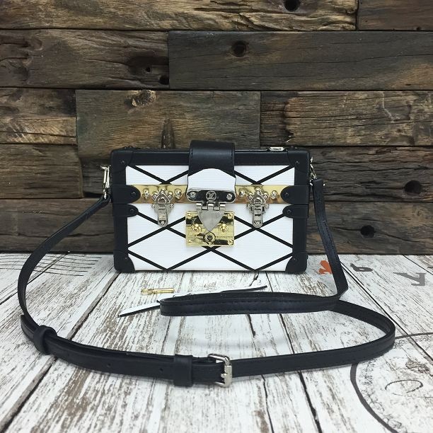 2015 louis vuitton Petite Malle bag Malletage M50114 white JH01164DV39