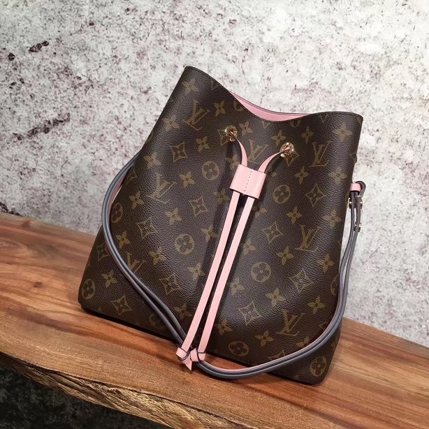 2017 louis vuitton monogram canvas original bag neonoe M44022 pink JH00807lU52