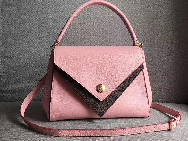 2017 newest louis vuitton original leather double V bag M54440 pink JH00813hJ71