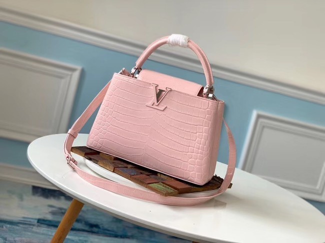 AAA 1:1 Louis vuitton original crocodile CAPUCINES PM M53665 Eau de Rose JH01053RI87