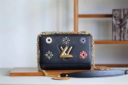 AAA 2017 newest louis vuitton TWIST DENIM Original leather Shoulder Bag 54217 black JH00652im52