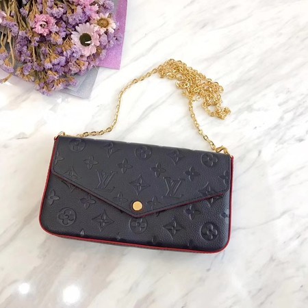 AAAAA Imitation Louis Vuitton Original pochette felicie monogram empreinte shoulder bag M64064 dark blue JH00398QQ66