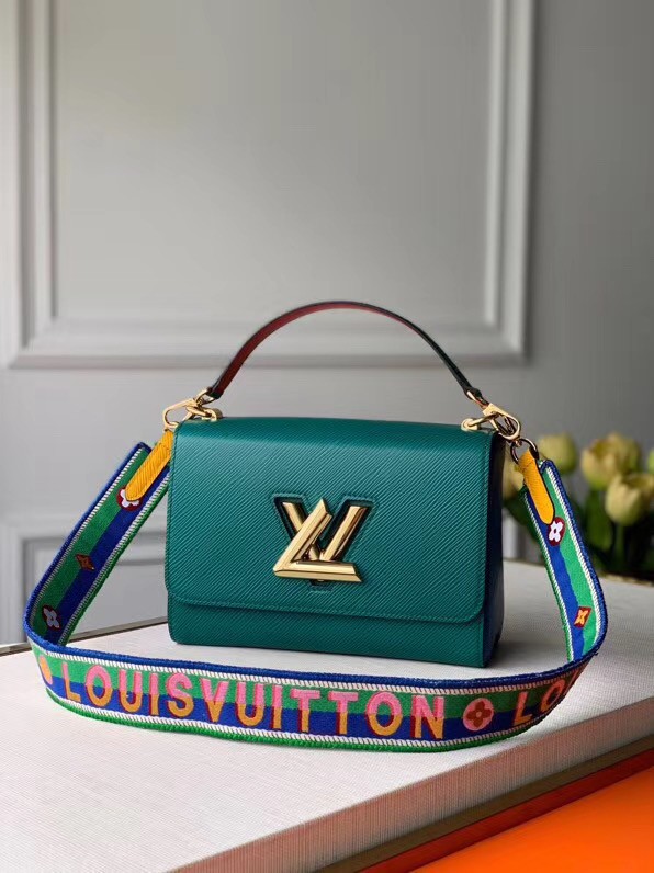 AAAAA Knockoff Louis Vuitton twist medium tote bag M55851 Emerald JH00528qN39
