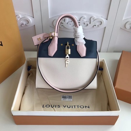 Cheap Louis Vuitton Original Leather CITY STEAMER Mini M55062 Black&White JH00873PC54