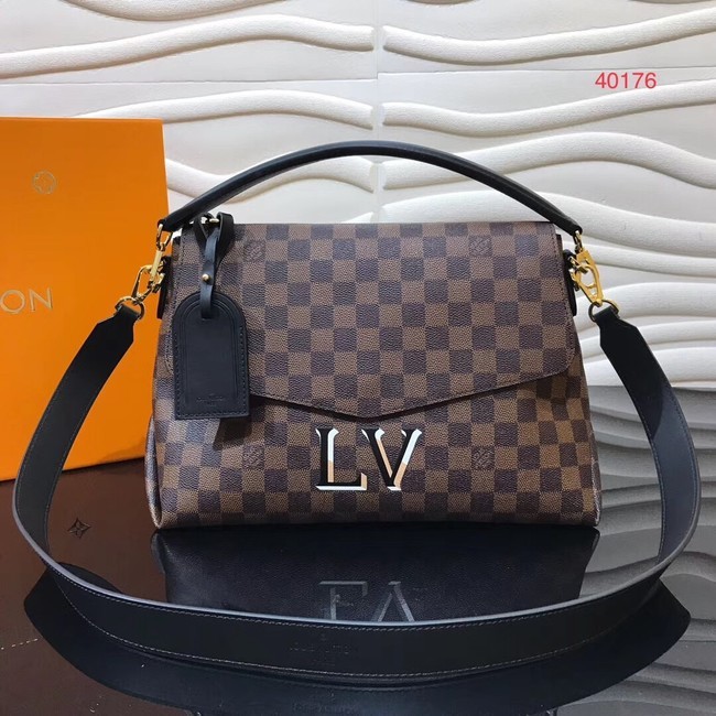 Copy 1:1 Louis Vuitton Damier Ebene Canvas Original Leather Beaubourg M40176 black JH00981lS35