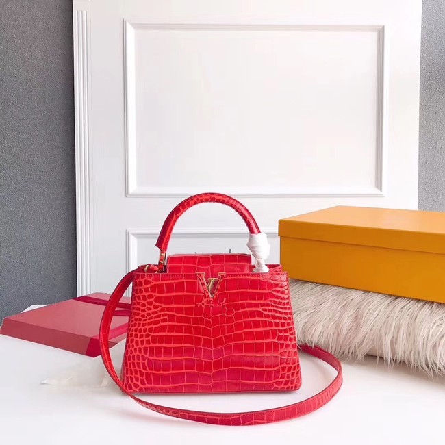 Copy Best Louis vuitton original crocodile CAPUCINES PM M94587 red JH01495Xd42