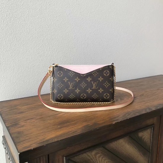 Copy Best Louis vuitton original monogram canvas pallas clutch M41638 pink JH00085Xd42