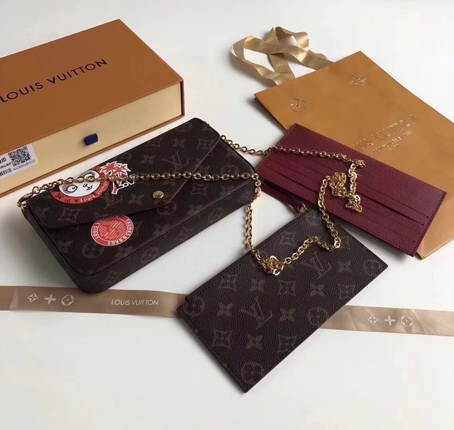 Copy Louis vuitton original monogram canvas POCHETTE FELICIE M61276 JH01729Ds70