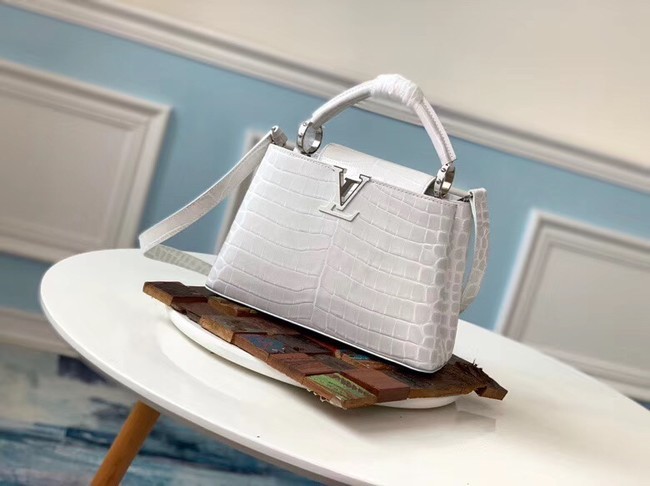 Designer Louis vuitton original crocodile CAPUCINES PM M94587 cream JH01054Iz48