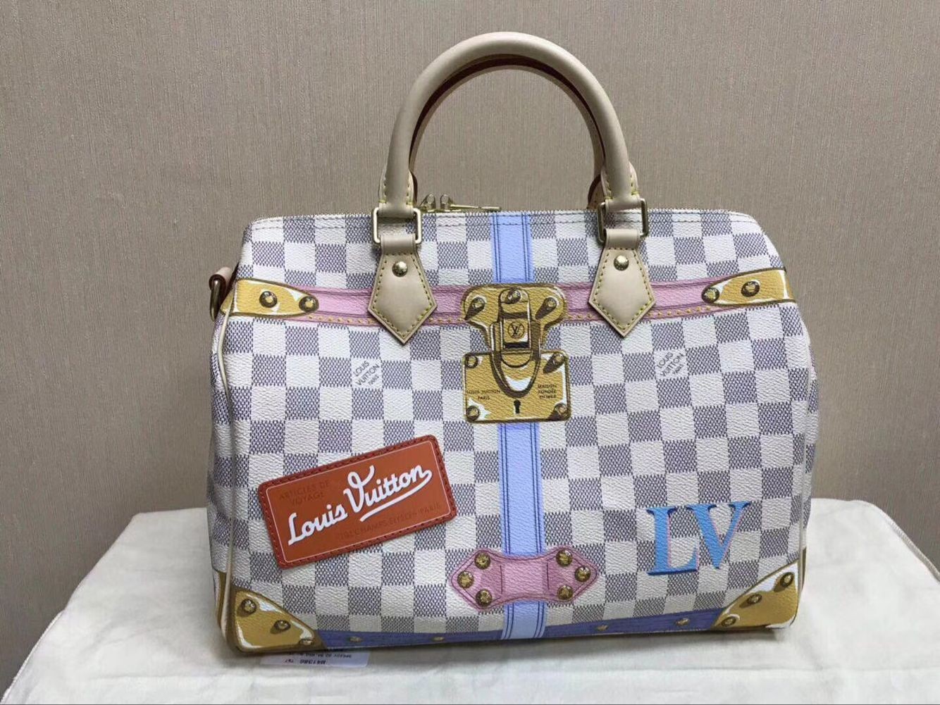 Fake 1:1 Louis Vuitton Damier Azur Canvas original speedy 30 B41112 JH00208Av26