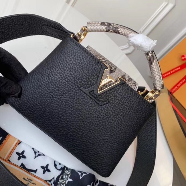Fake 1:1 Louis vuitton original taurillon leather Capucines Mini N95509 black JH01028Av26