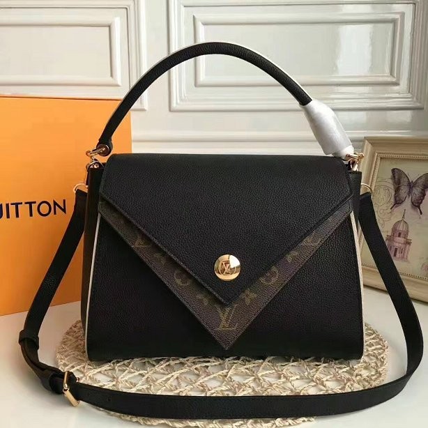 Fake 2017 newest louis vuitton original leather double V bag M54439 black JH00819ET36