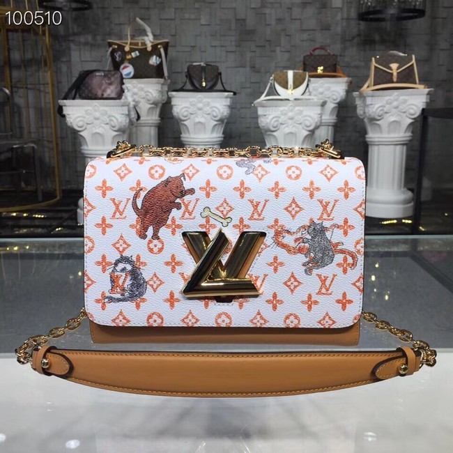 Fake Best Louis Vuitton TWIST MM M50282 white&orange JH01382zZ68