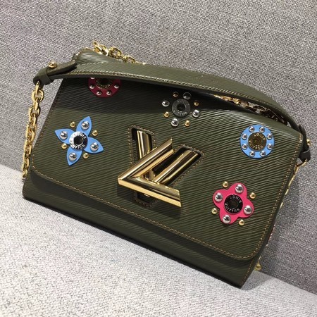Fake Copy louis vuitton TWIST Original leather Shoulder Bag 50272 green JH00635UW33