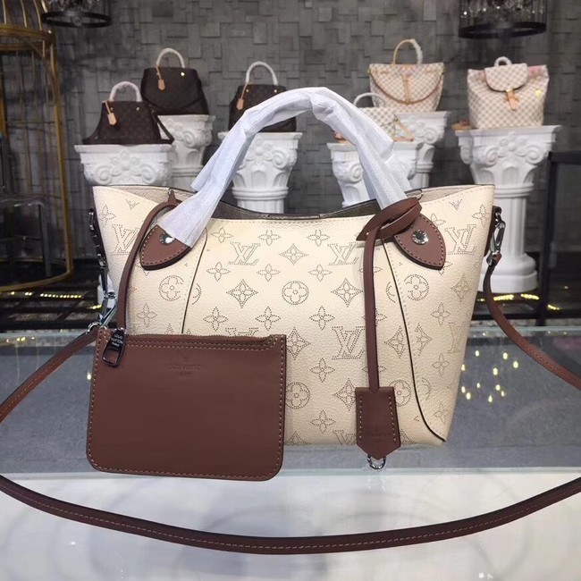 Fake Louis Vuitton original Mahina Leather Tote Bag 54351 cream JH01856HB93