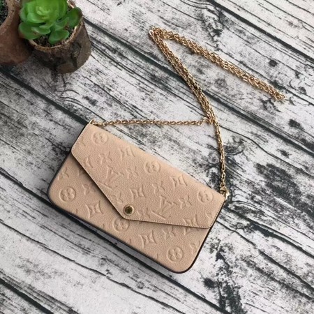 Fake Louis Vuitton Original pochette felicie monogram empreinte shoulder bag M64064 Apricot JH00247wn47