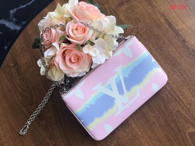 Fashion Louis vuitton original ESCALE POCHETTE DOUBLE ZIP clutch bag M69124 pink JH00494EB73
