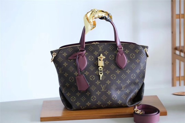 Fashion Louis vuitton original FLOWER ZIPPED TOTE MM M44347 Bordeaux JH01294RW51