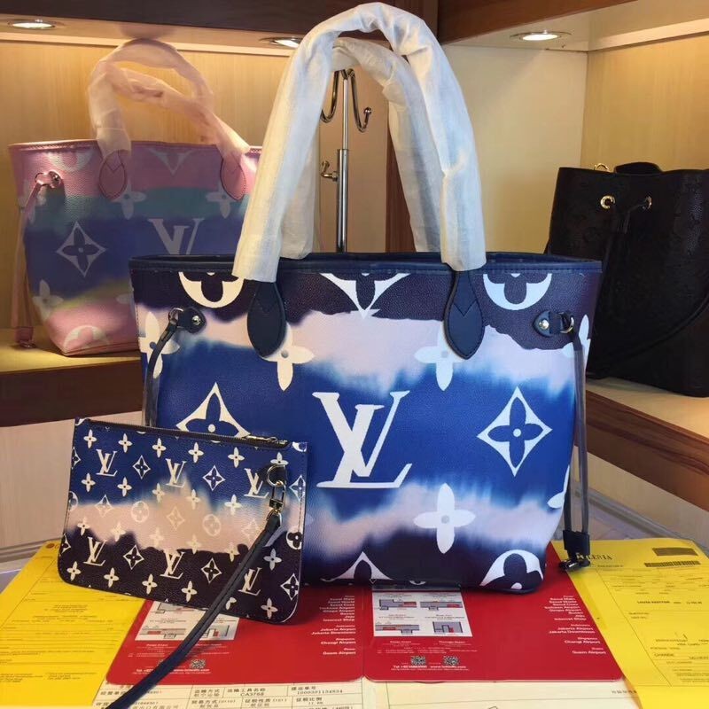 First-class Quality Louis Vuitton Monogram Canvas Original NEVERFULL M45128 blue JH00595gc84