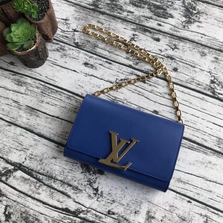 High Imitation Louis Vuitton CHAIN LOUISE Original leather Shoulder Bag M94335 blue JH00475mt35