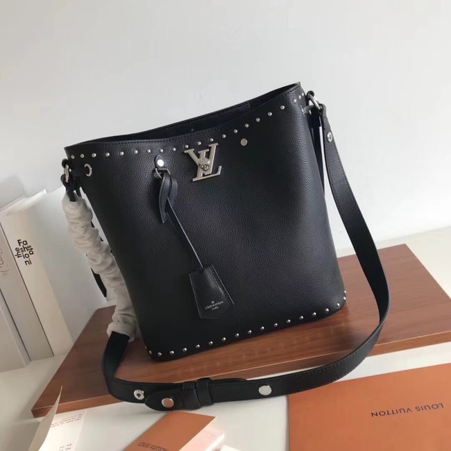 Imitation Best Louis Vuitton original LOCKME BUCKET M43878 black JH01880CD19