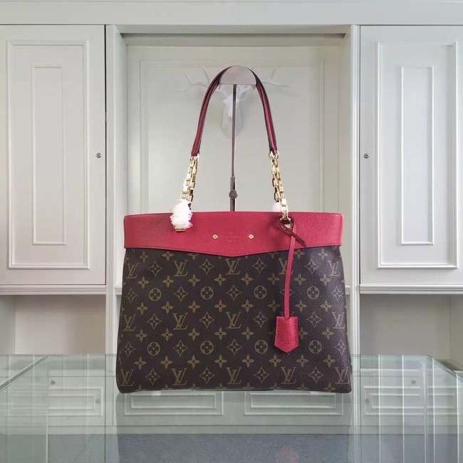 Imitation Louis Vuitton Monogram Canvas Pallas Shopper M51197 Red JH00975EB28