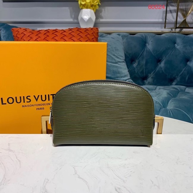 Imitation Louis vuitton original Epi Leather COSMETIC POUCH PM M52030 Khaki JH00925pd51