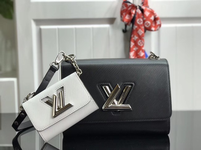Imitation Louis vuitton original epi leather TWIST MM M50280 black&white JH00766dP73