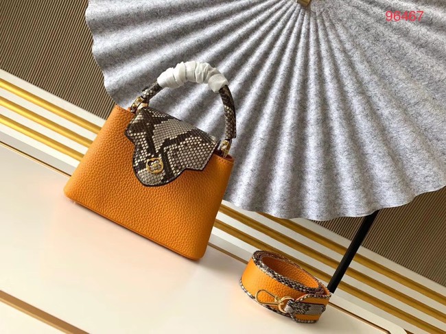 Imitation Louis Vuitton Original Taurillon leather CAPUCINES BB M95509 yellow JH00730XD29