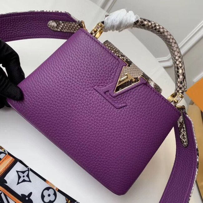 Imitation Louis vuitton original taurillon leather Capucines Mini N95509 purple JH01022wE81