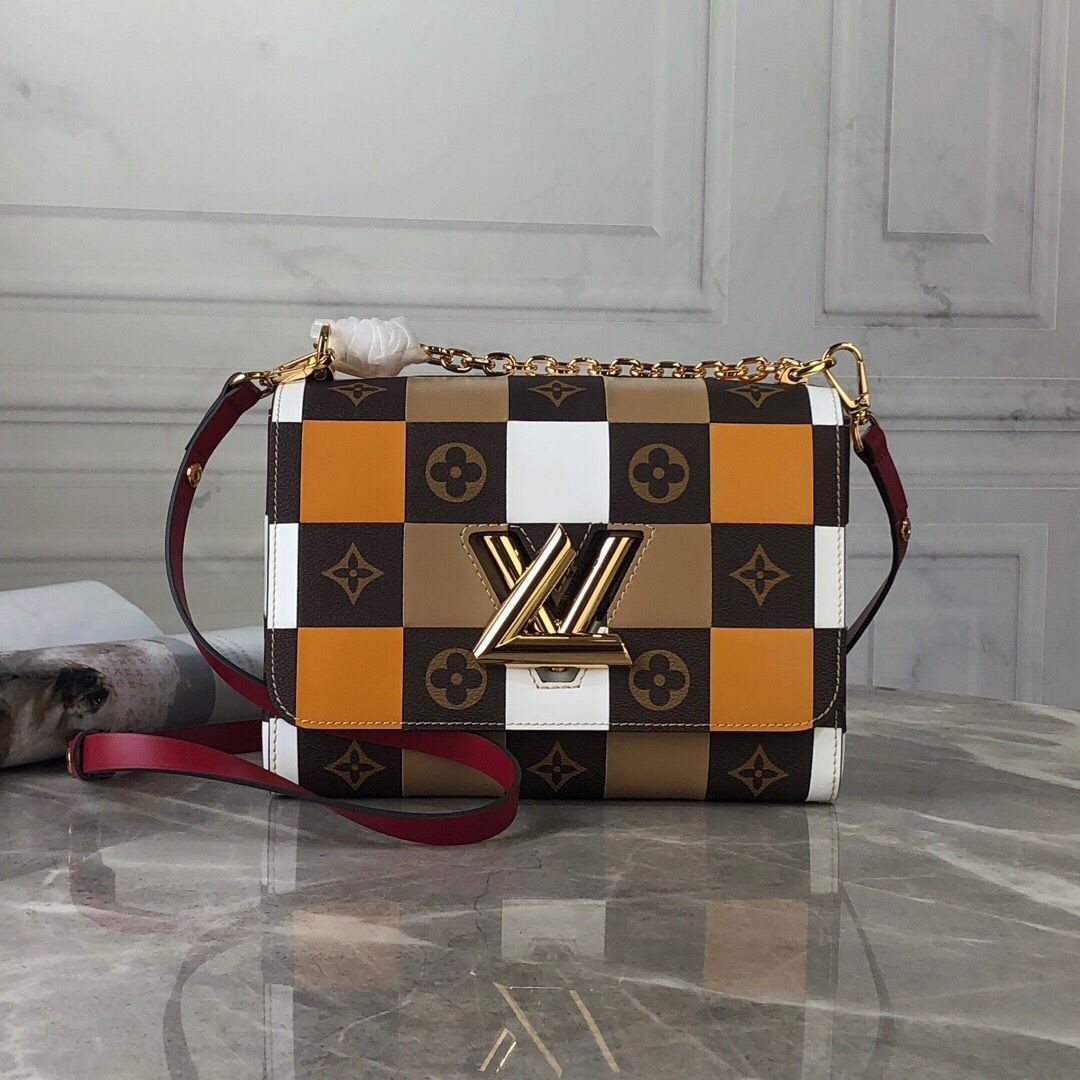 Imitation Louis Vuitton Original TWIST MM M50280 Orange&Brown JH00986Jf44