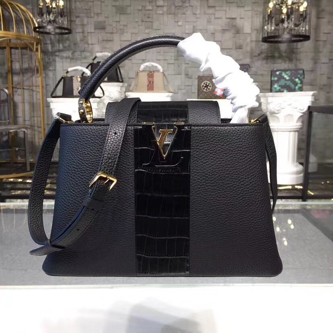 Knockoff Louis vuitton original CAPUCINES BB M94755 black JH01599nE34