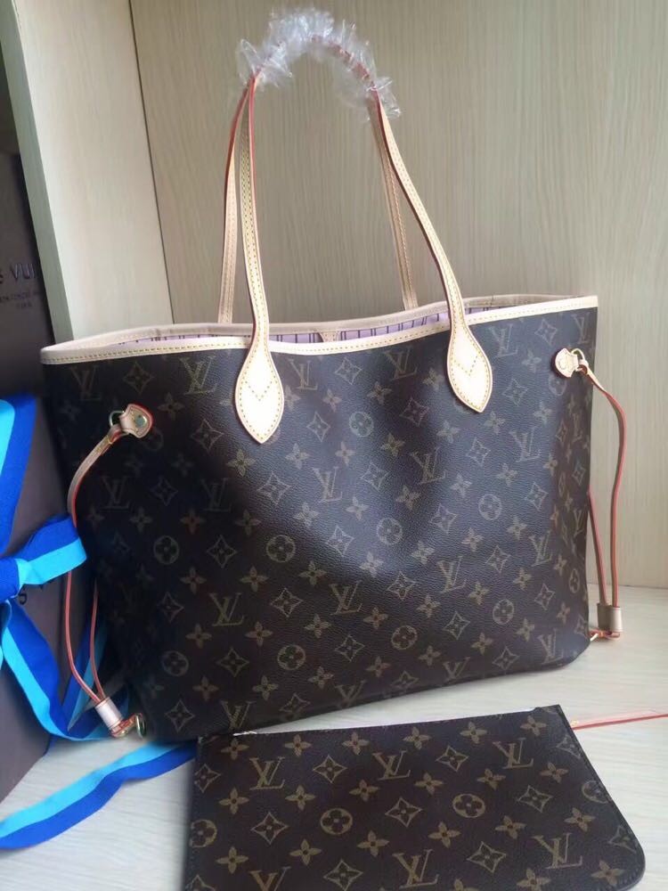 Knockoff Louis Vuitton original Monogram Canvas Neverfull GM M40991 pink JH00123cF44