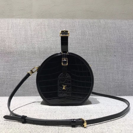 Louis Vuitton original Croco Leather petite boite chapeau M43516 Black JH00413uu45
