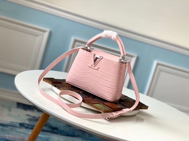 Louis vuitton original crocodile CAPUCINES Mini M93163 pink JH01057nV16