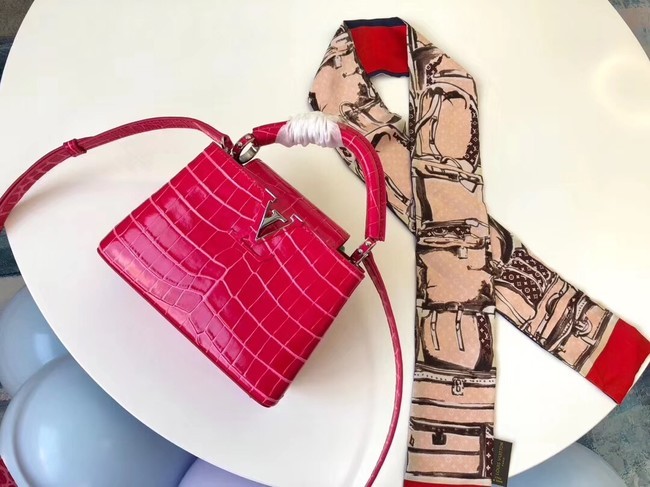 Louis vuitton original crocodile CAPUCINES PM M94587 rose JH01189Qa67