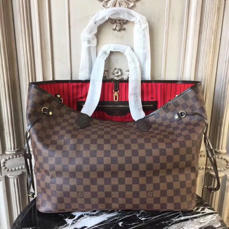 Louis Vuitton original Damier Ebene Canvas Neverfull GM N51106 JH01209Qa65