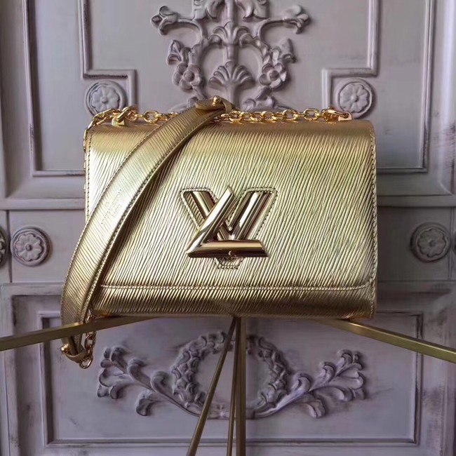 Louis vuitton original epi leather TWIST MM M50332 gold JH01961fH28