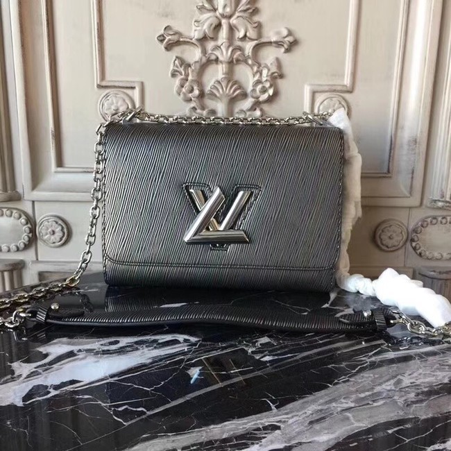 Louis vuitton original epi leather TWIST MM M50332 Silver grey JH01957VO77