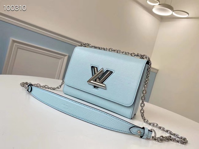 Louis vuitton original epi leather TWIST MM M66119 sky blue JH00581WA43