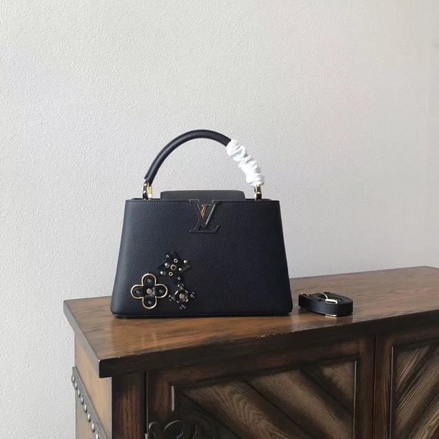 Louis vuitton original leather capucines pm M54893 black JH01983ah31