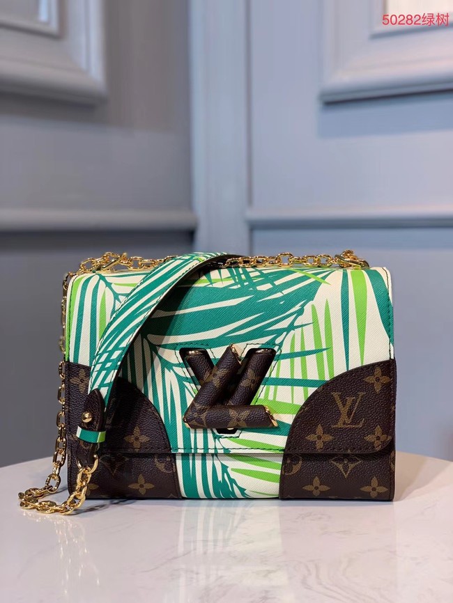 Louis vuitton original leather TWIST MM M50282 green JH00456Kn56
