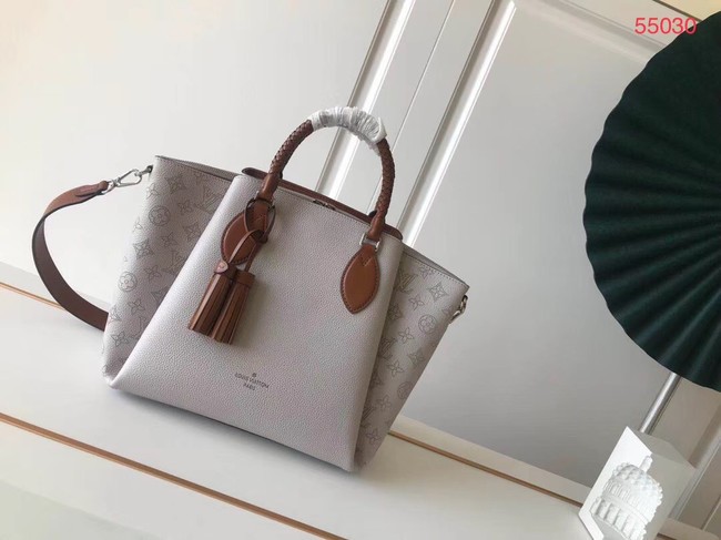 Louis Vuitton original Mahina Leather HAUMEA M55553 Brume Grey JH00661Dd98