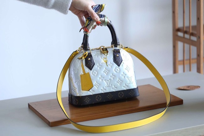 Louis vuitton original Monogam vernis Alma BB M44389 silver JH01363Kt71