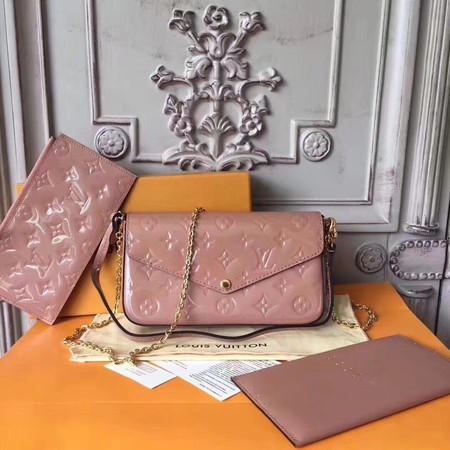 Louis Vuitton Original Monogram Vernis Felicie Chain Wallet 61276 pink JH00156lp62