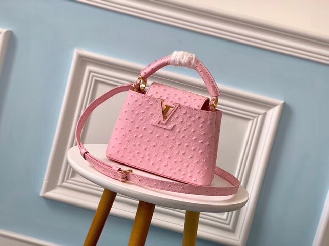 Louis vuitton original Ostrich pattern CAPUCINES Mini M44611 Eau de Rose JH01046Kn56