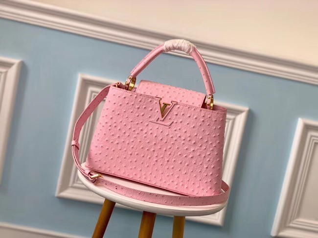 Louis vuitton original Ostrich pattern CAPUCINES PM M53665 Eau de Rose JH01044Fl77