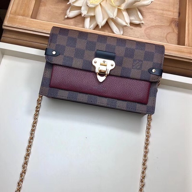 Louis Vuitton original VAVIN CHAIN WALLET N60237 Lie de Vin JH01219IZ26