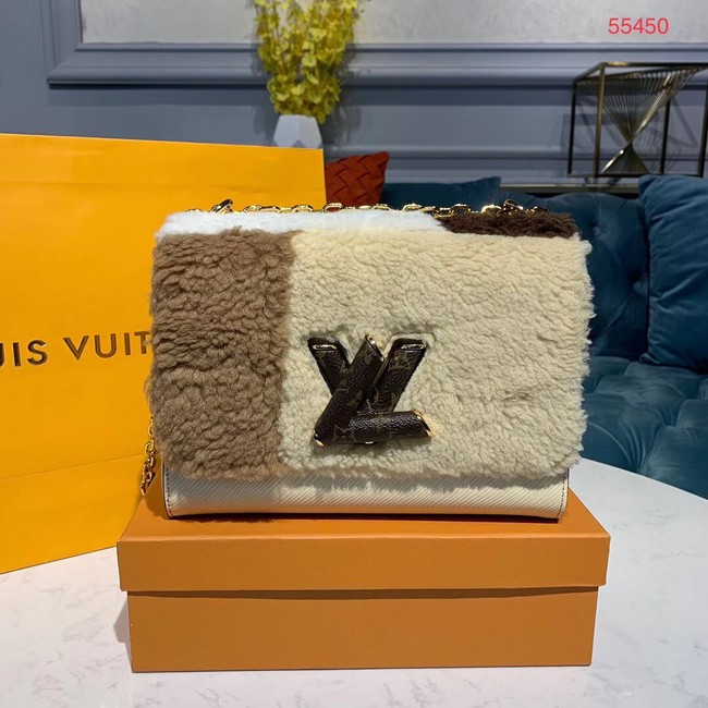 Louis Vuitton TWIST MM Original wool Leather Bag M55450 White JH00662dX32